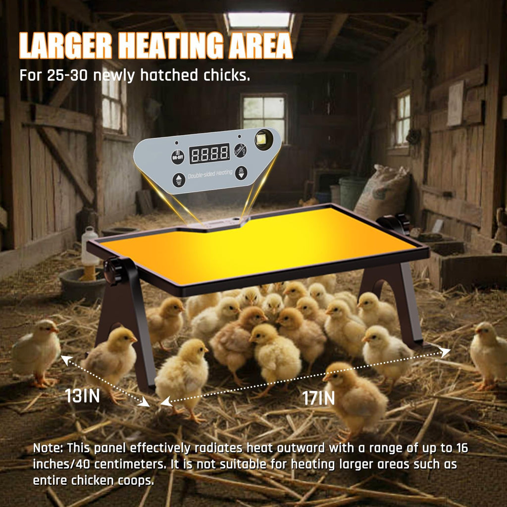 Brooder Plate for Chicks with Temp Control and Display,Dual-Sided Chicken Coop Heater with Remote,Timer Function &