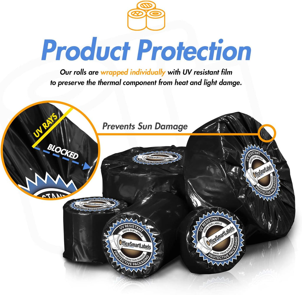 2" x 1" Direct Thermal Label, 1" Core, 4 Rolls, 1300/Roll