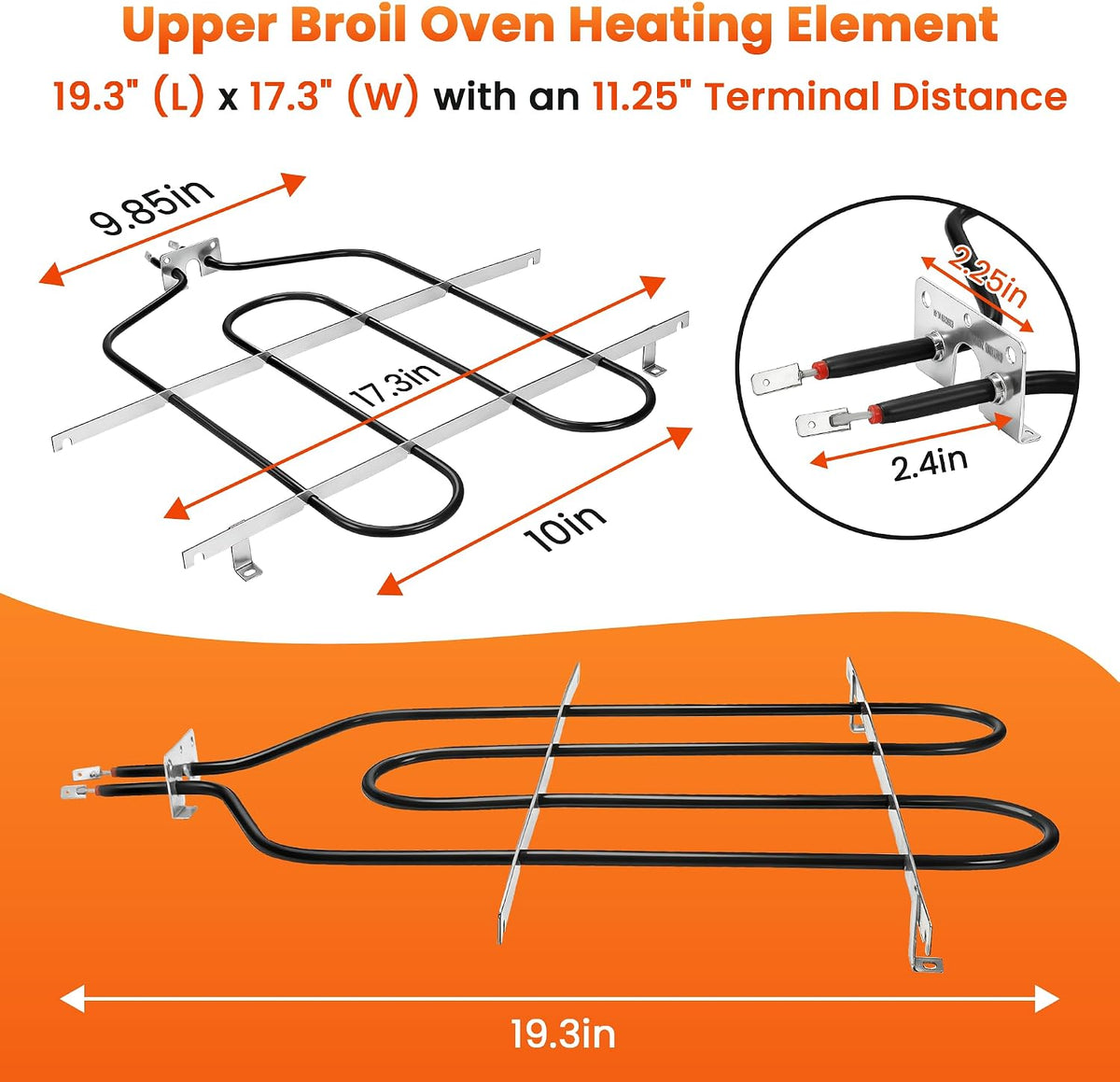 WB44T10009 Oven Broil Element 240V 3410W Compatible witn Hotpoint GE Range, Top Broiler Heating Element Replace 770548 AP2030995 EAP249284 PS249284 AGE23550 PD00001196 045902595315 by Fetechmate