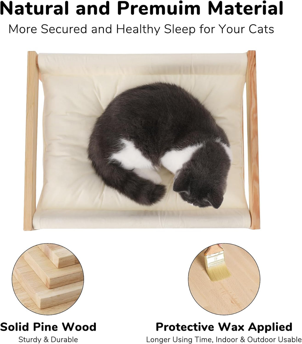 Cat Bed Hammock, Cozy Velvet Cat Couch for Indoor Cats, Raised Wooden Cats Perch, 21 Inch Pet Sofa, Outdoor Dog Beds