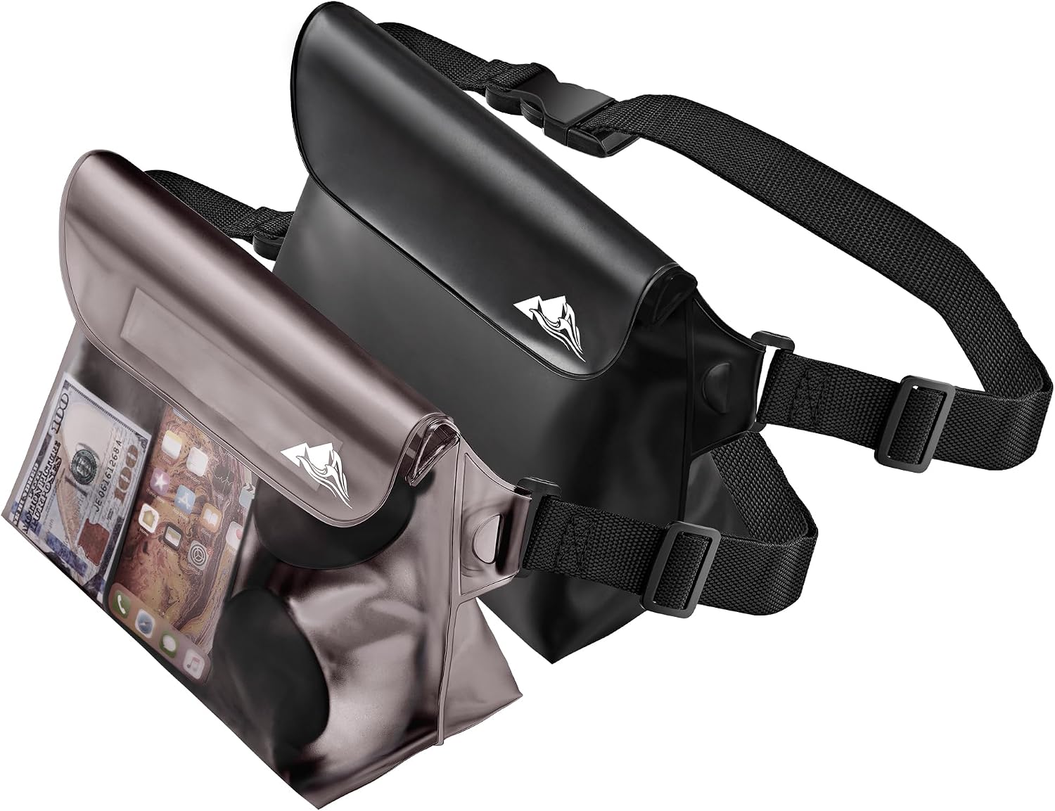 2-Pack Waterproof Pouch Fanny Pack Dry Bag for Phone Valuables Purse | Screen Touchable with Adjustable Waist Strap