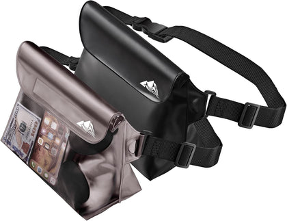2-Pack Waterproof Pouch Fanny Pack Dry Bag for Phone Valuables Purse | Screen Touchable with Adjustable Waist Strap