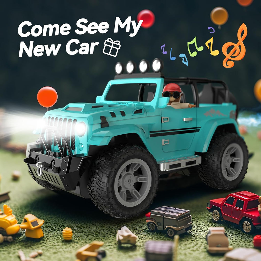 Remote Control Car with Fog Mist & Music, 1:16 Remote Control Truck for Boys, 2.4Ghz RC Car Toy with 2 Batteries, All
