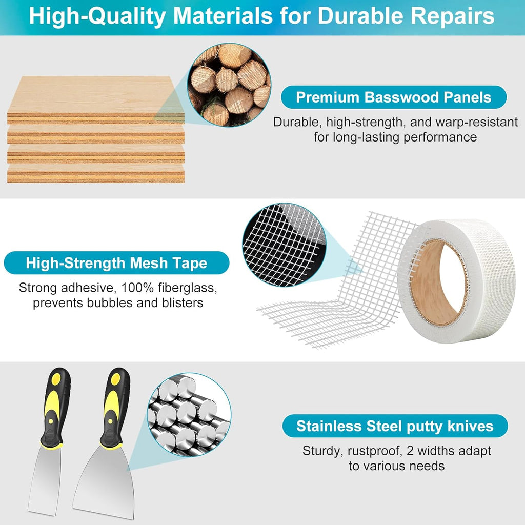 Drywall Repair Kit with 12"x12" Dry Wall Repair Panel, 33-in-One Drywall Patch Kit Wall Patch Repair Kit with