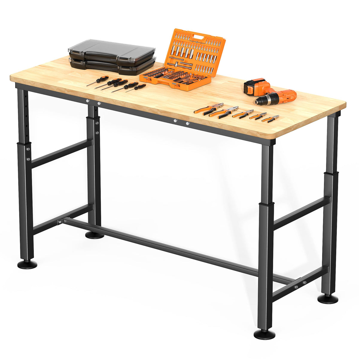 Workbench for Garage, Adjustable Height Work Table 60 x 23.5 inch