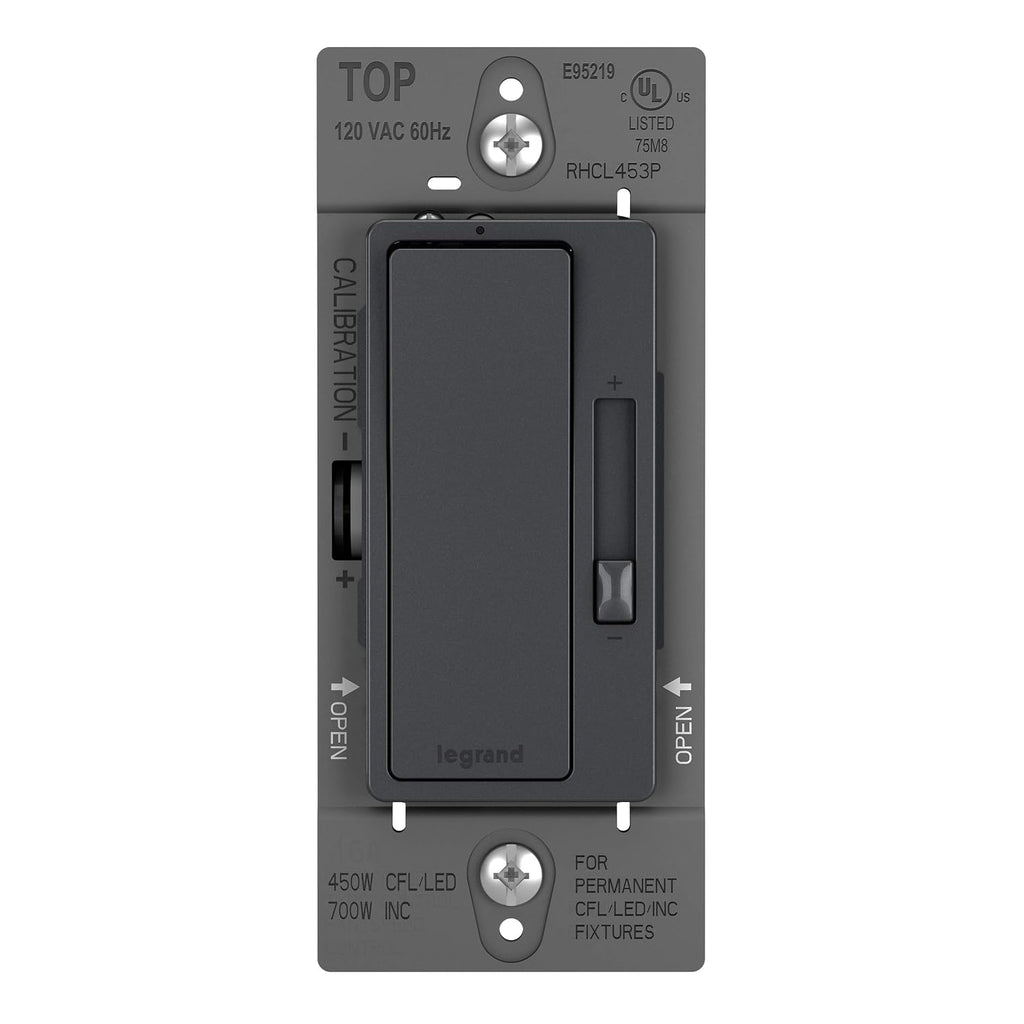 Legrand Radiant 450W LED Dimmer Light Switch 3-Way Rocker Graphite 1-Pack