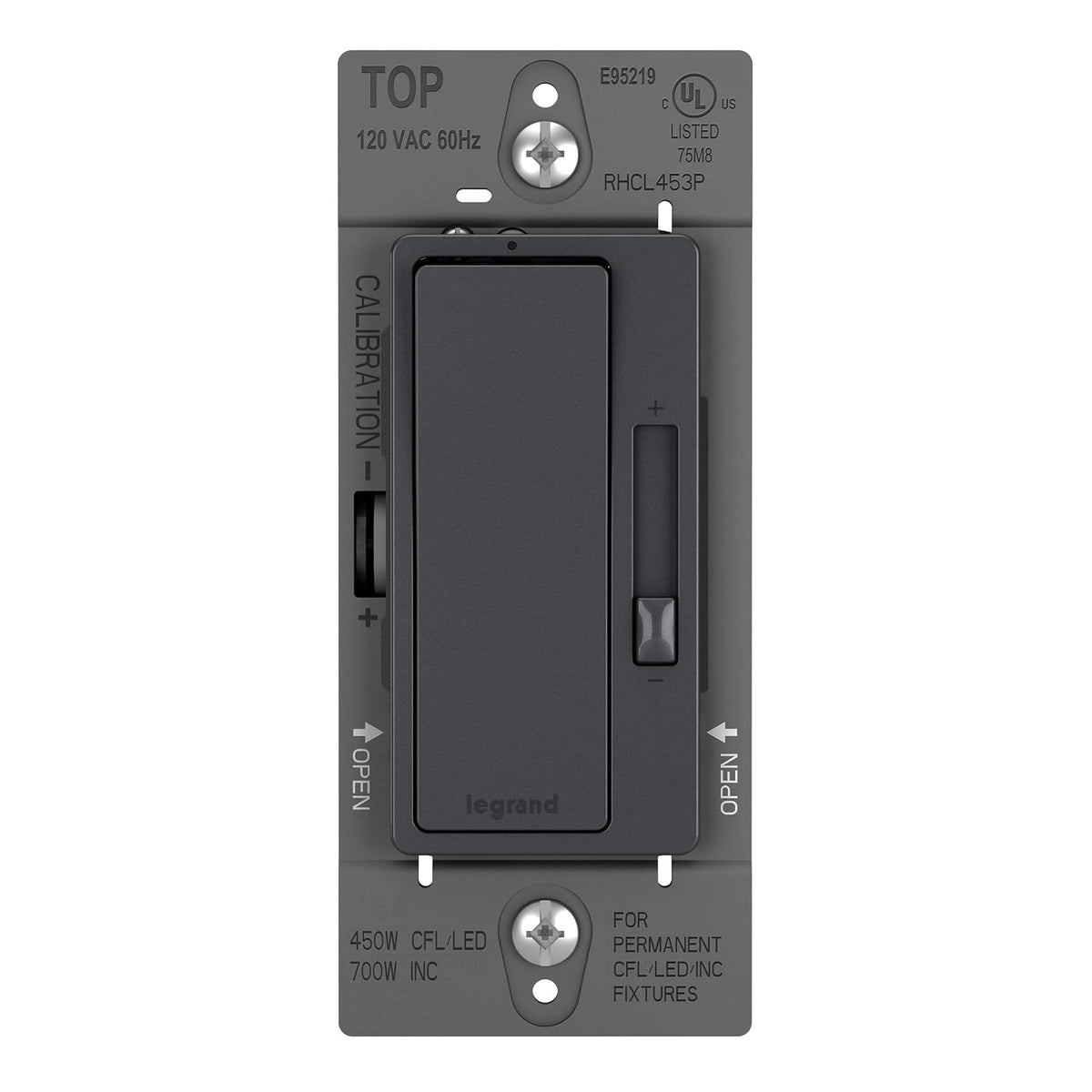Legrand Radiant 450W LED Dimmer Light Switch 3-Way Rocker Graphite 1-Pack