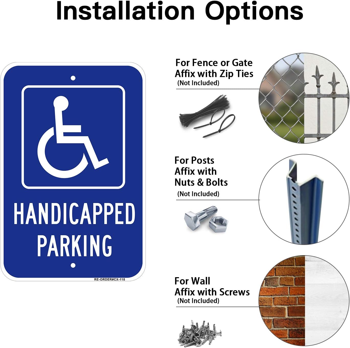 Handicap Parking Sign 2 Pack, Reserved Parking Sign, with Picture of Wheelchair Sign, 12" x 18" Engineer Grade