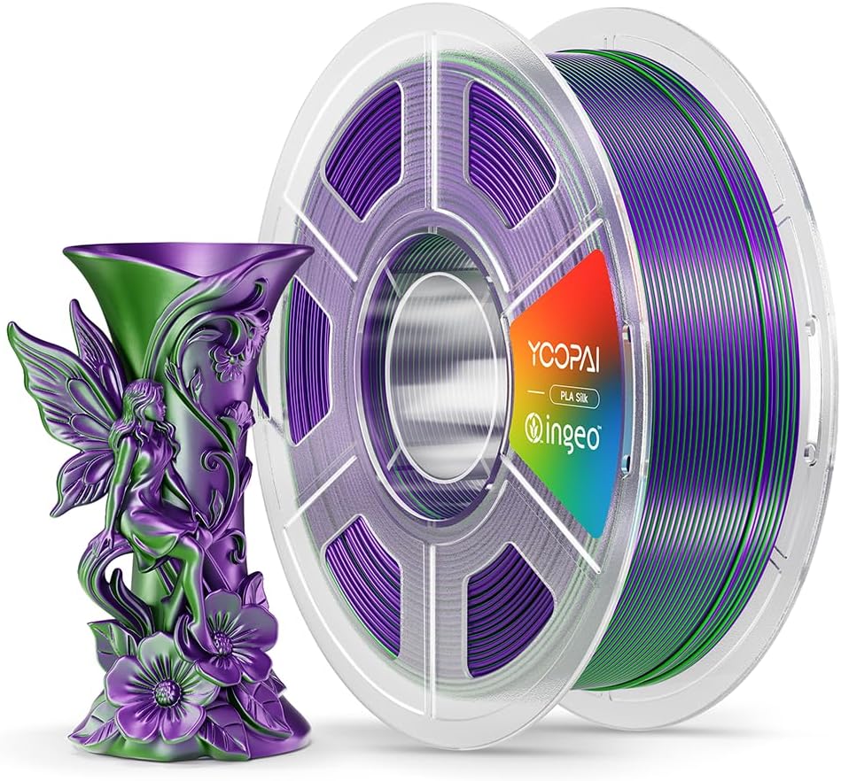 Dual Color Silk PLA Filament 1.75mm, Two-Tone Coextrusion PLA 3D Printer Filament, Shiny Color Change Finish
