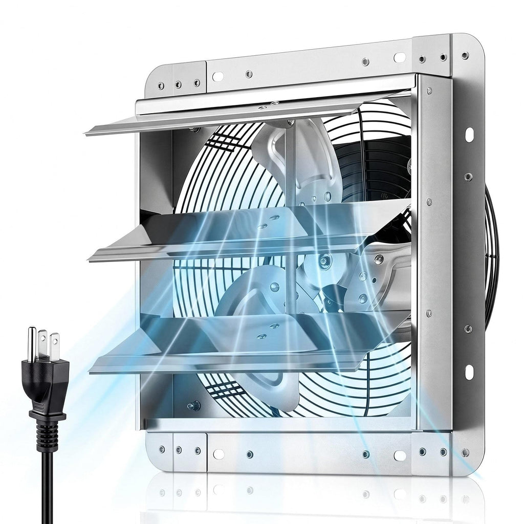 12 Inch Shutter Exhaust Fan, 1450CFM Wall Mount, for Greenhouse & Shop
