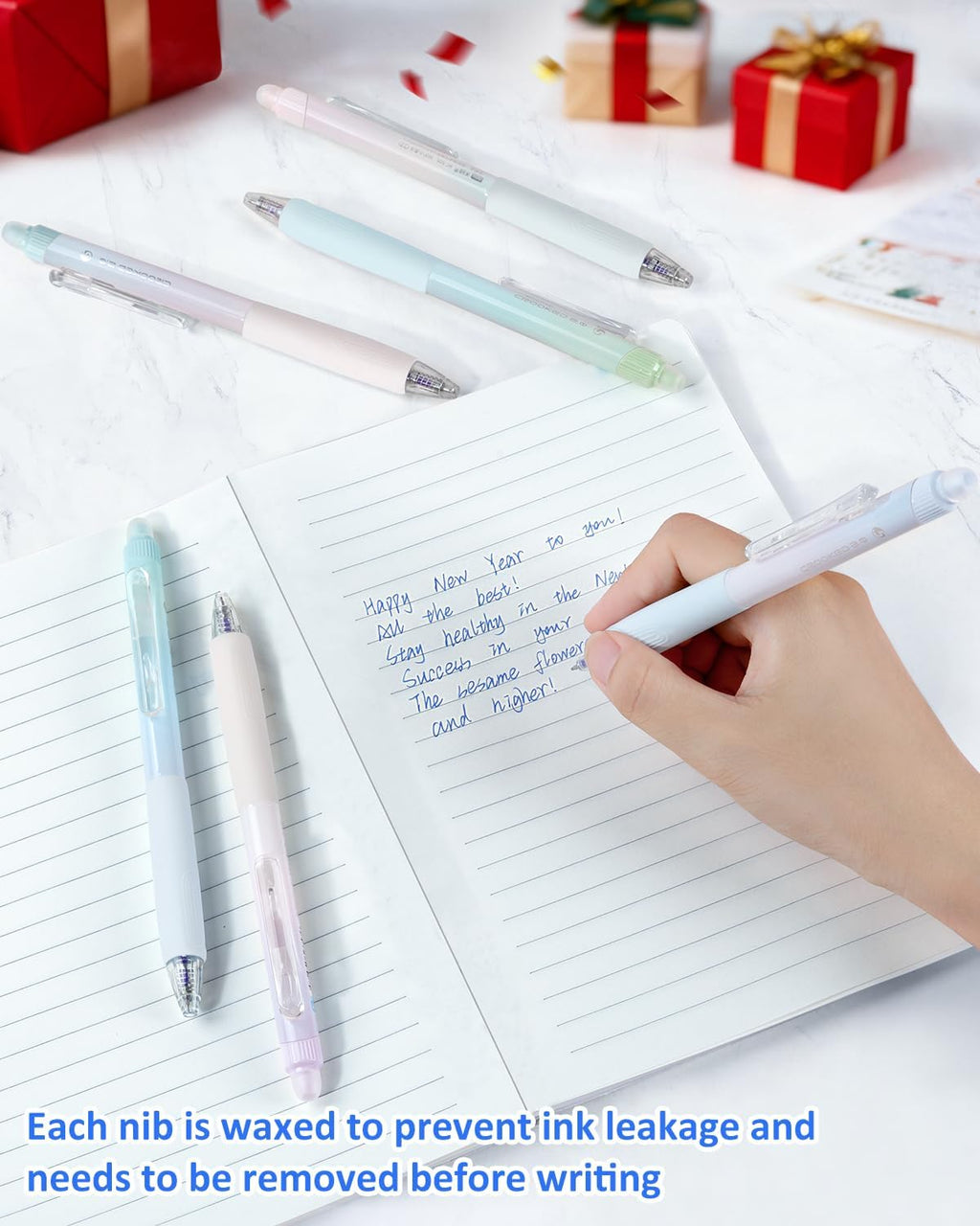 Erasable Pens, 6 Pack Fine Point 0.5mm Blue Erasable Gel Pens | 360°Rotating Erasers, Make Mistakes Disappear