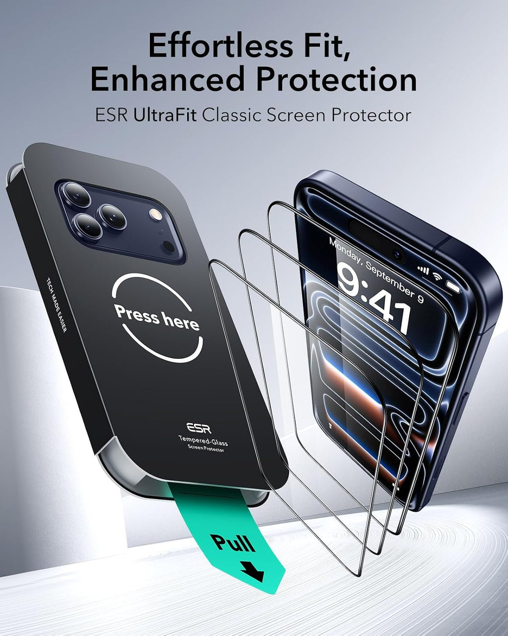 3 Pack for iPhone 17 Pro Max Screen Protector, Military-Grade Shatterproof, 9H Hardness, Full Coverage Tempered Glass