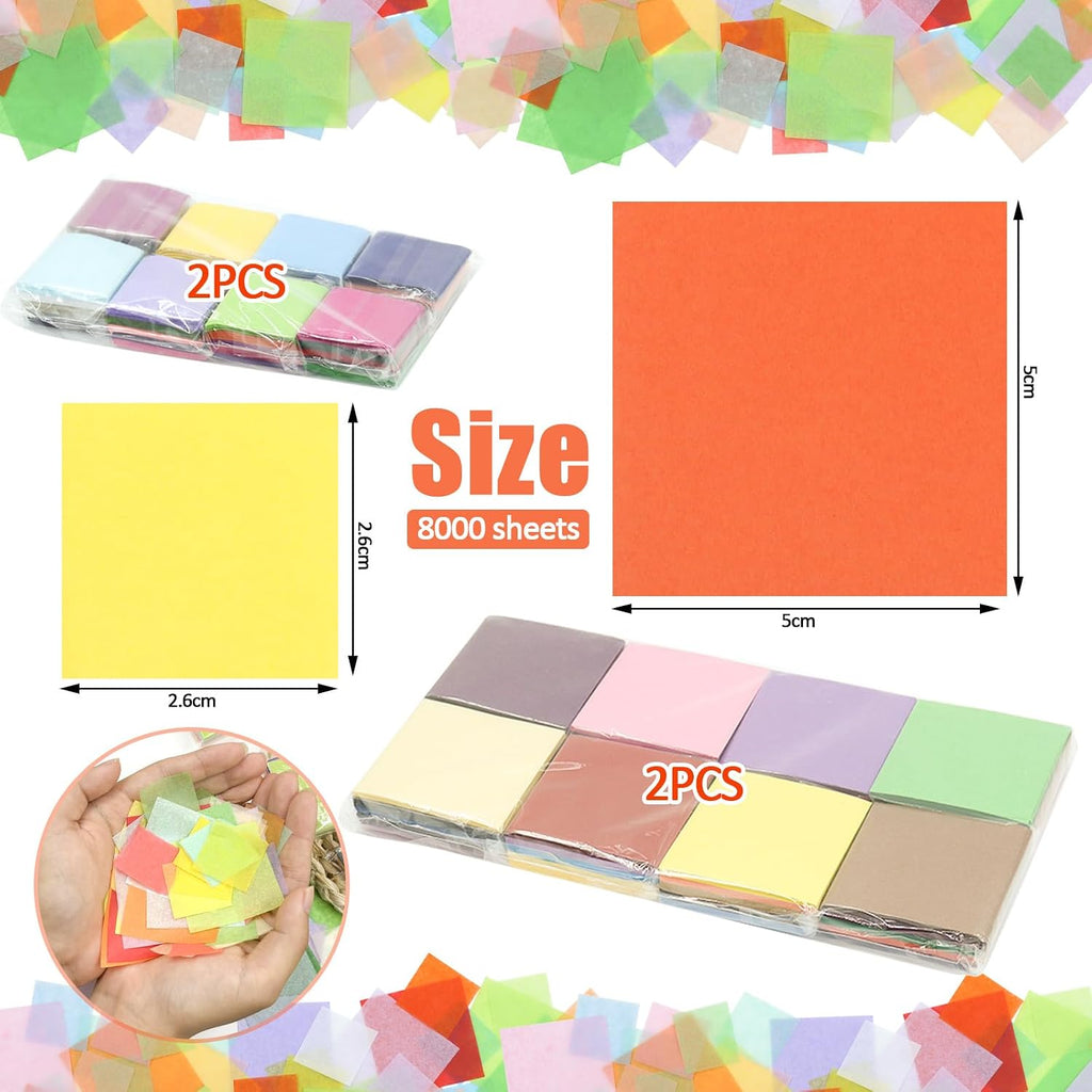 8000 PCS 1 Inch Tissue Paper Squares 40 Assorted Colors