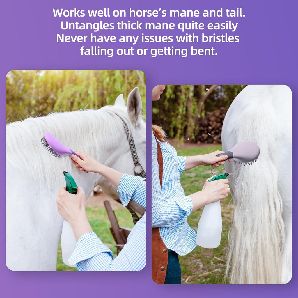 Equine Mane & Tail Combs Horse Brush Shedding Brush Grooming Tool for Horse (Gray)