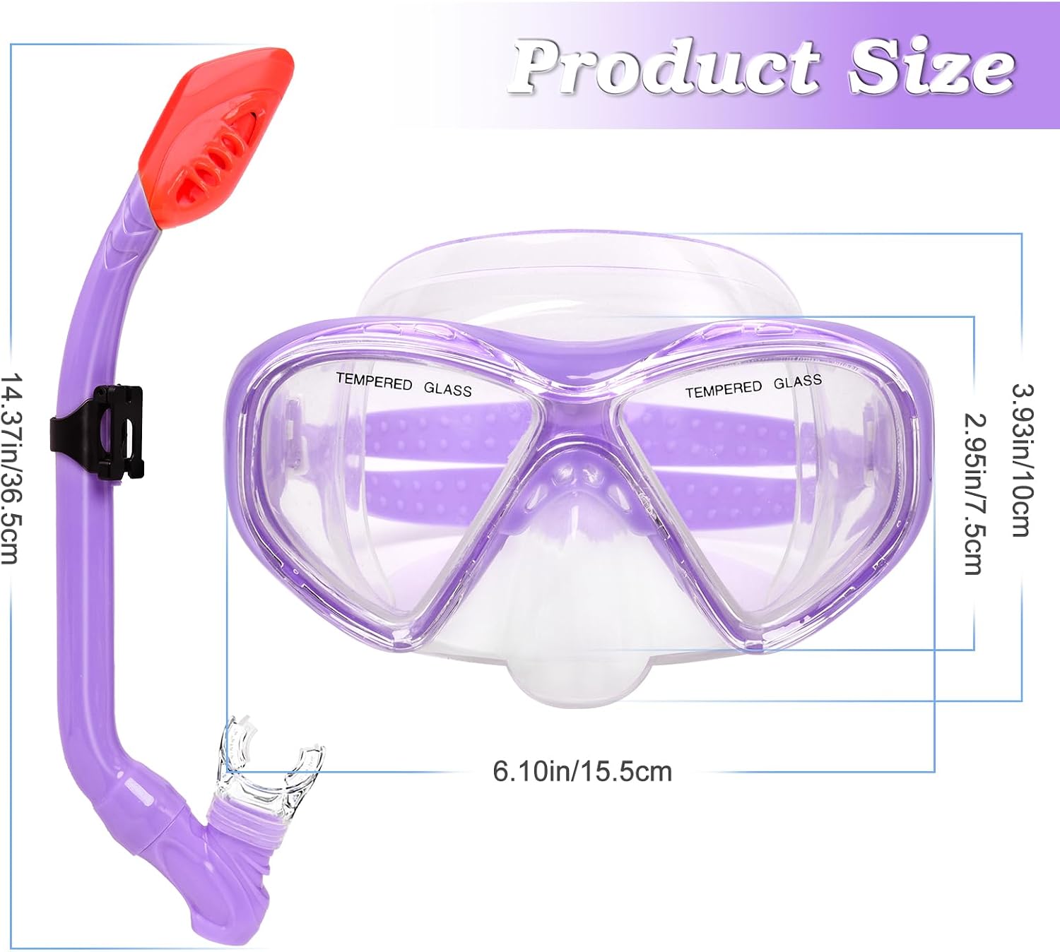2 Sets Snorkeling Gear for Kids, Kids Snorkel Set for Ages 6-14, Dry Top Snorkel Mask Set for Youth Boys Girls