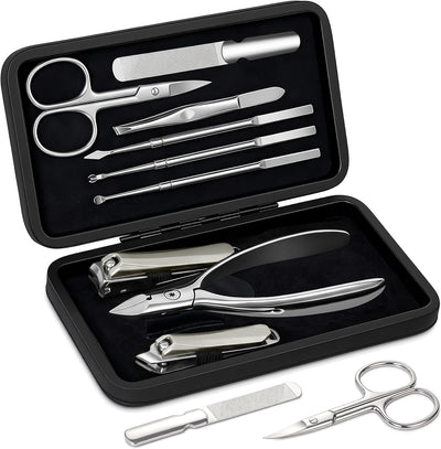 9 in 1 Professional Manicure Kit with Magnetic Leather Case,Black