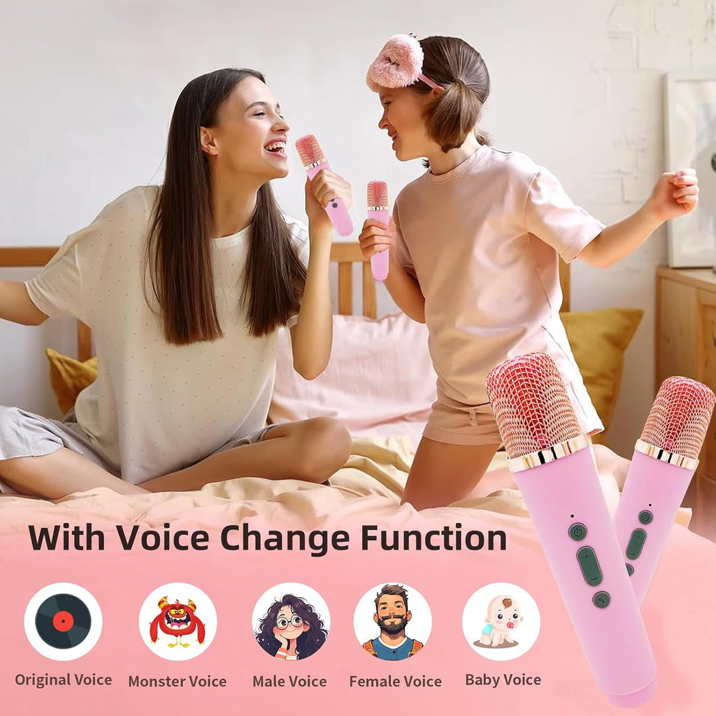 Kids Bluetooth Karaoke Machine with 2 Microphones, Wireless Rechargeable Remote Control Portable Karaoke Speaker