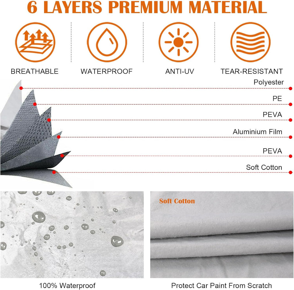 Waterproof Car Covers Replace for 2002-2024 Toyota 4Runner, 6 Layers Sliver All Weather Custom-fit Car Cover with