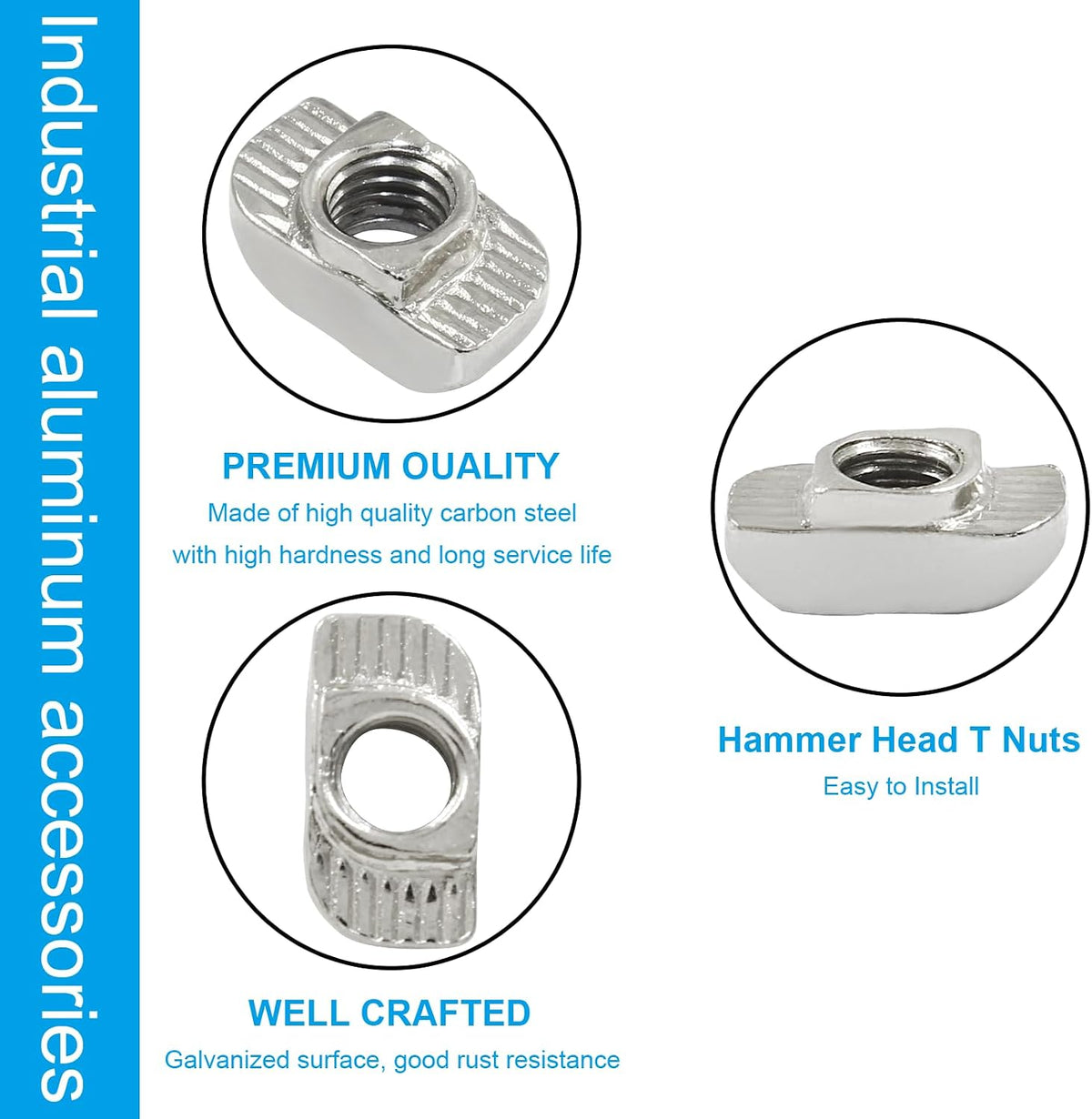 100Pcs M6 3030 Series T Slot Nuts Carbon Steel