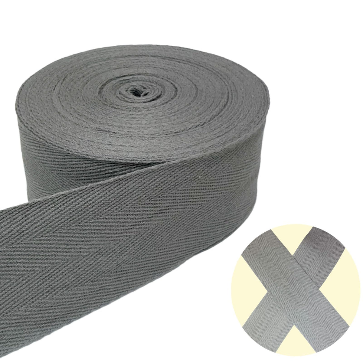 Deep Gray 2''Cotton Herringbone Twill Tape 15Yds Binding Trim