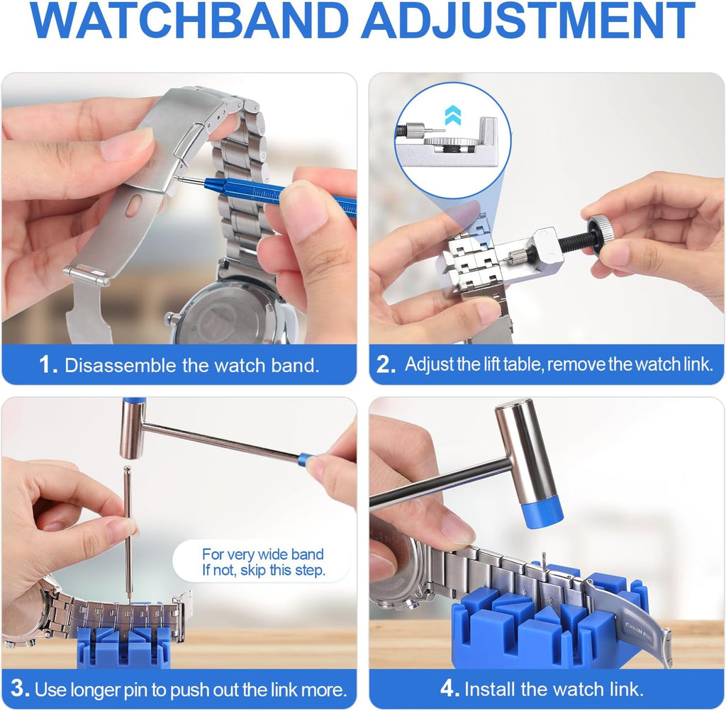 Watch Link Removal Tool Kit, Watch Band Tool for Watch Repair, Bracelet Adjustment, Replacement and Resizing, Watch