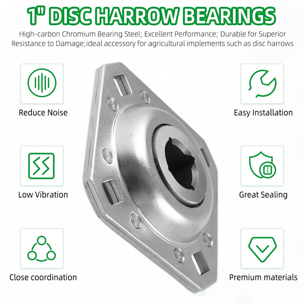 FD208R1 Disc Harrow Flange Bearing 1" Square Bore, 4-Bolt