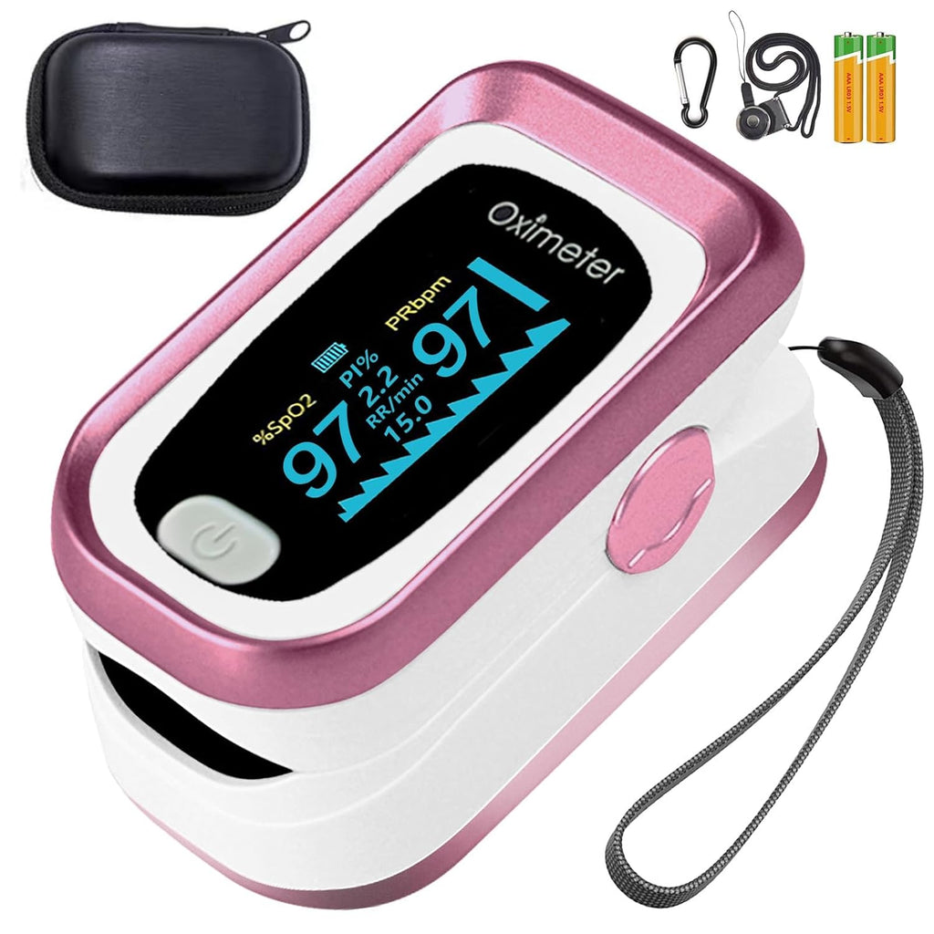 Pulse Oximeter Fingertip, 4 Data Oximeter with Respiration, Pulse Oximeter with Respiratory, Oximeter SpO2 Pulse Rate