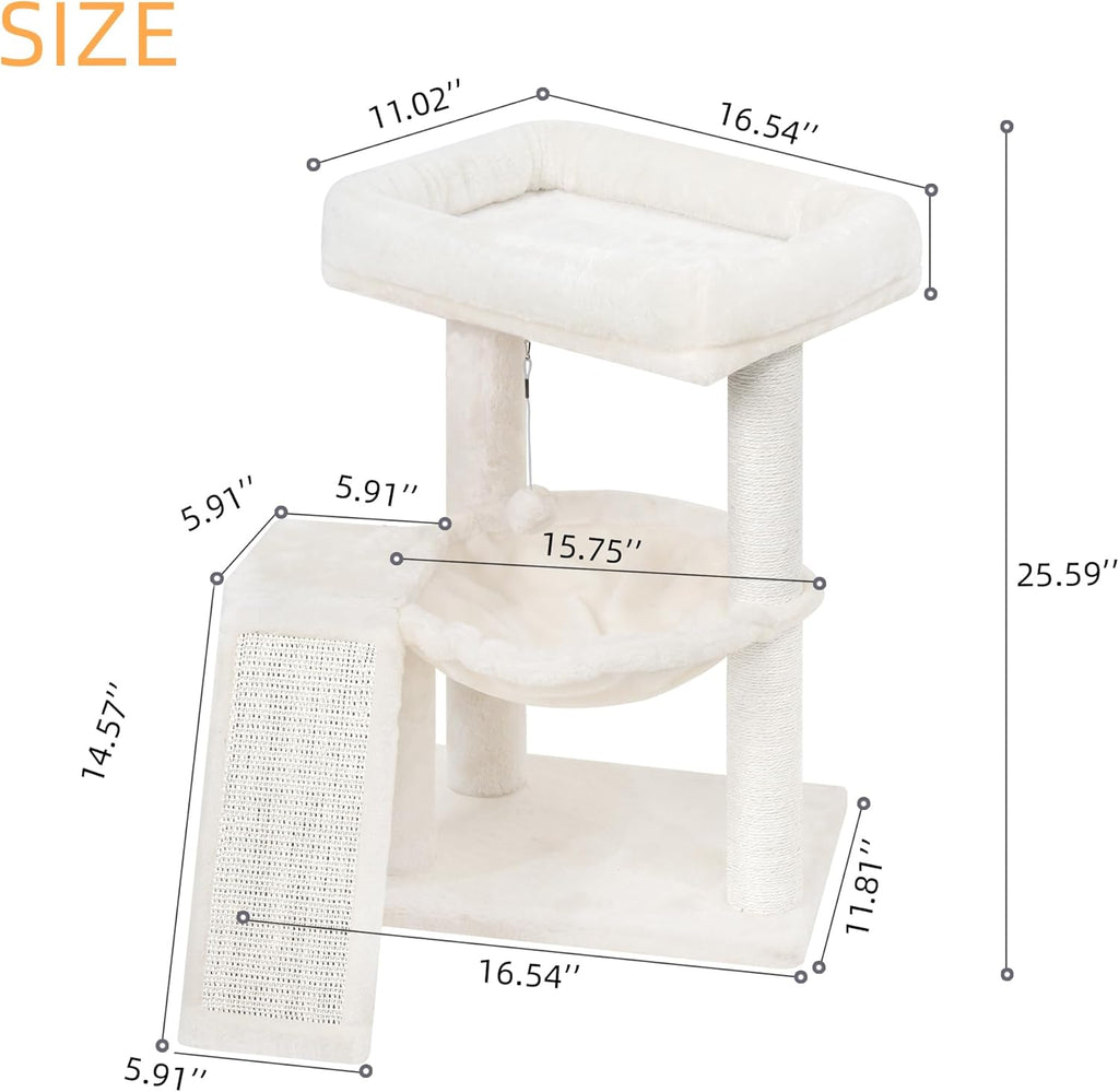 YOUPET Cat Tree with Cat Scratching Post for Indoor Cats, Cat Tower with Scratching Board and Playful Toy Balls, Cat