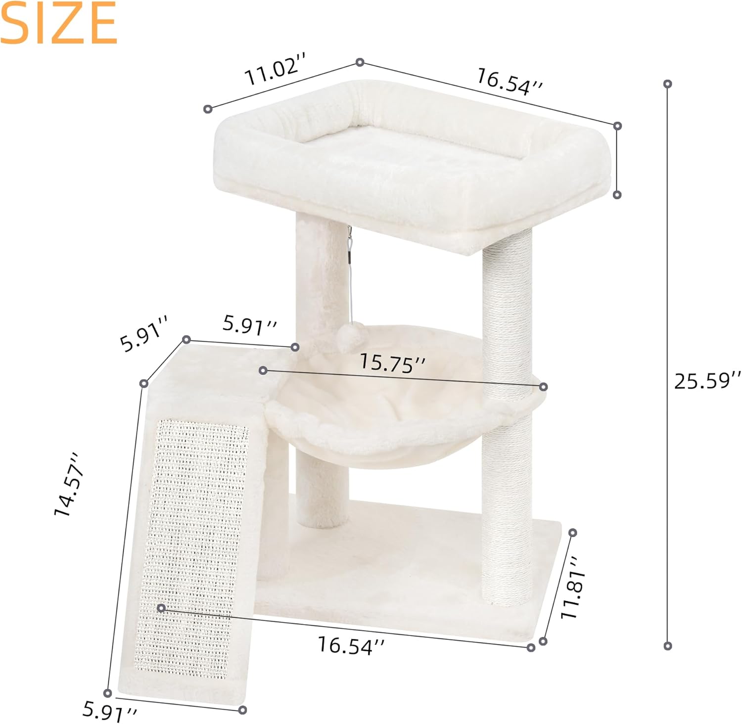 YOUPET Cat Tree with Cat Scratching Post for Indoor Cats, Cat Tower with Scratching Board and Playful Toy Balls, Cat