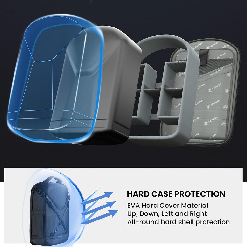 Hard Shell Camera Backpack Bag for Photographers Compact 13L TRH | 3-Side Hard Case, 14.5" Laptop Compartment