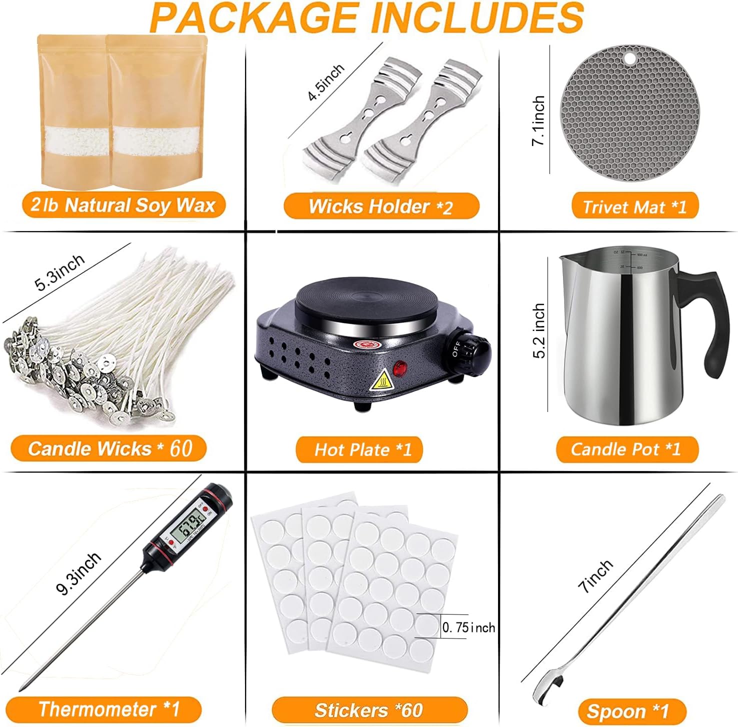 Candle Making Kit with Hot Plate for Melting Wax with 2lb Soy Wax | Candle Making Kit for Home Decor＆Gift,Wax Melter