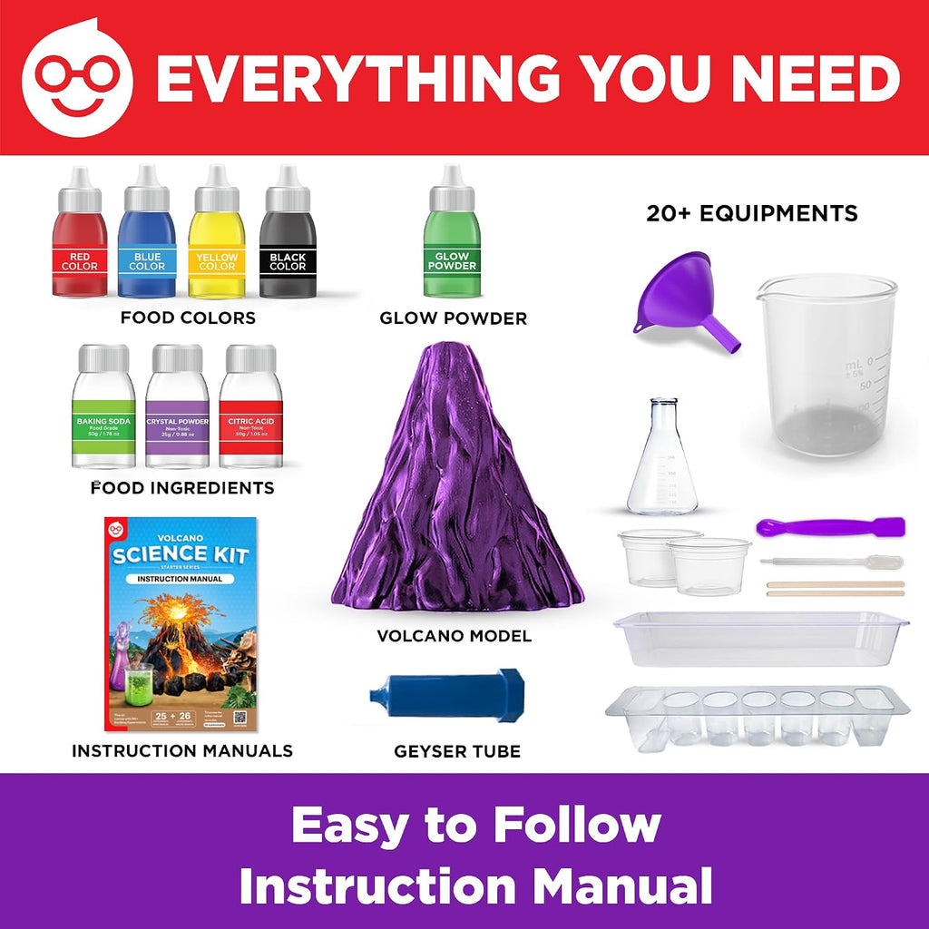 Erupting Volcano Science Kit for Kids Ages 8+, STEM Toy | Erupting Volcano Science Kit, 50+ Experiments, Birthday