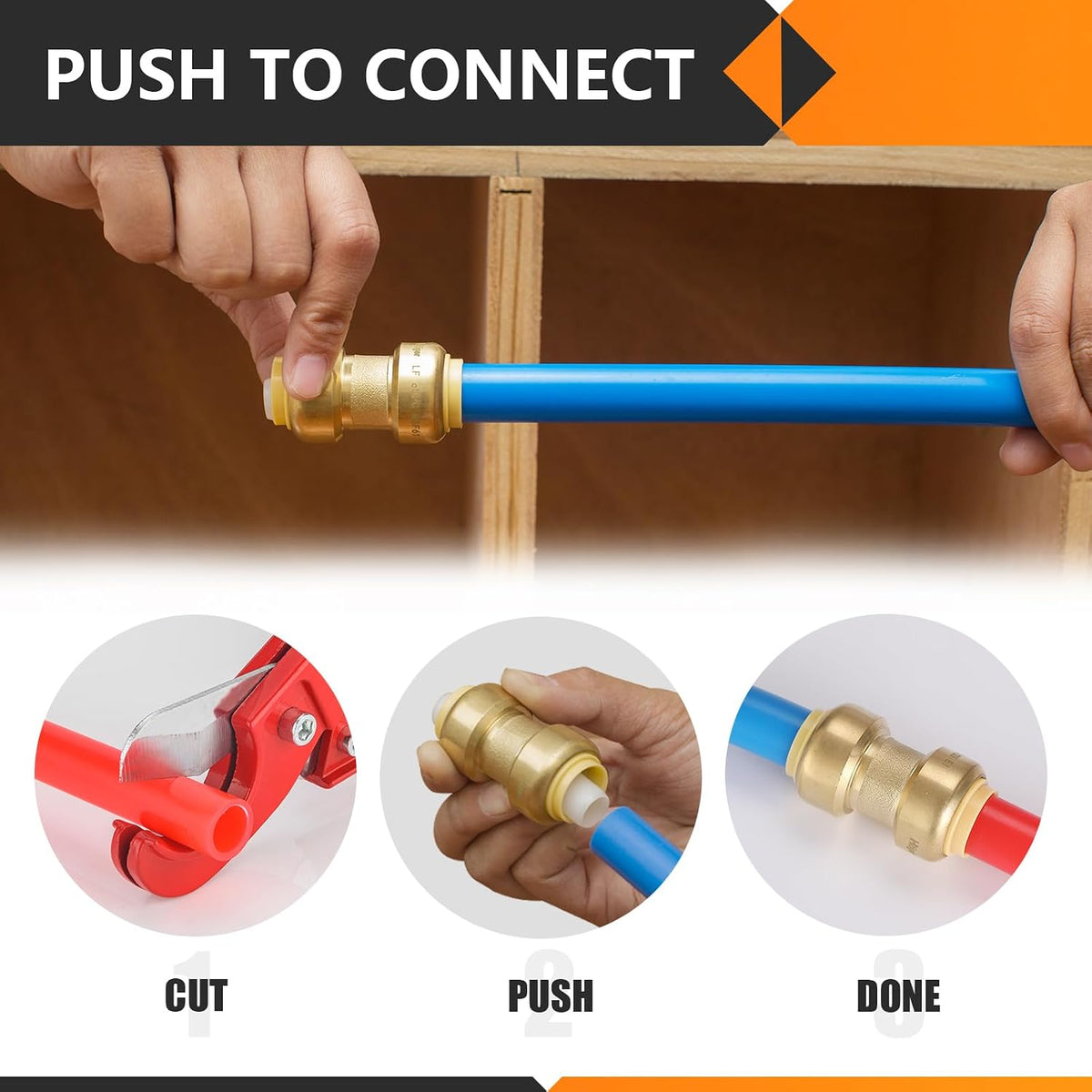5PC HeSun 1" x 1" Push to Connect Coupling(PF009-5)