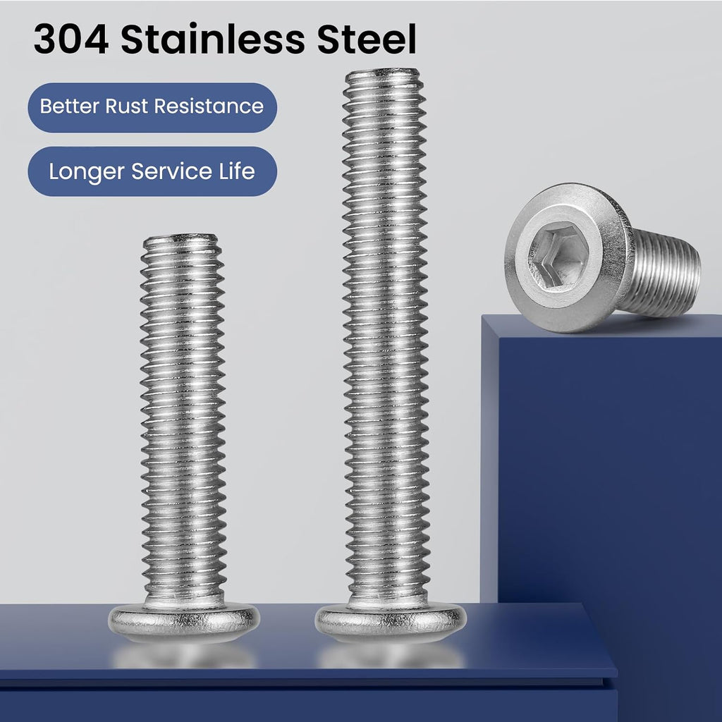 5/16-18 Bolt, 30Pcs 5/16-18 x 3/4" Flat Head Hex Socket Cap Screws, 304 Stainless Steel 18-8 Furniture Bolts, Full Thread (with Hex Spanner)