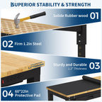 60" Adjustable Workbench, 3000 Lbs Capacity Heavy-Duty Work Bench Table
