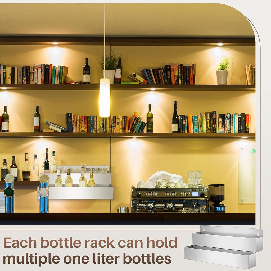 22 Inch Double Tier Single Speed Rail Stainless Steel Liquor Bottle Holder Speed Holder for Syrup Bottles Wall Mount