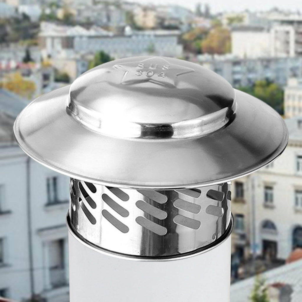 Stainless Steel Chimney Cap, 4 Inch Rain and Snow Protection Flue Cowl for Roof Vents and Fireplace Pipes