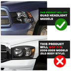 Headlight Assembly Compatible with 2009-2018 Dodge Ram 1500