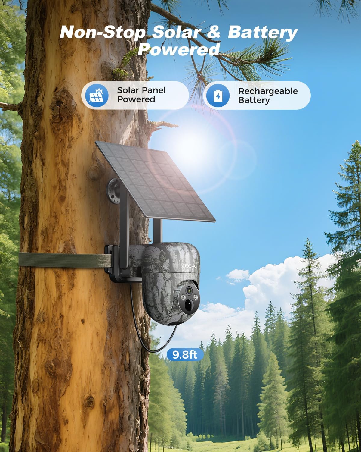 4G Solar Cellular Wildlife Trail Camera with SIM Card,No WiFi Outdoor | Live Streaming,2K HD,Night Vision,Motion