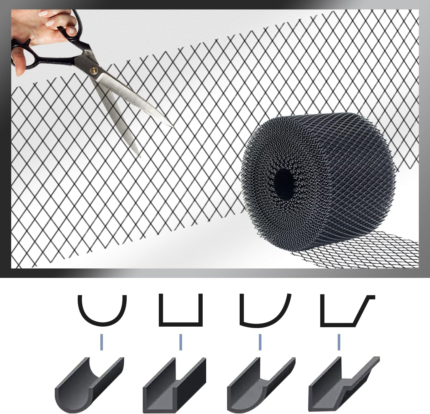 Jade.M.Lua 5 Inch ×100 Ft Gutter Guard Mesh Roll, Leaf Filter with Installation Screws