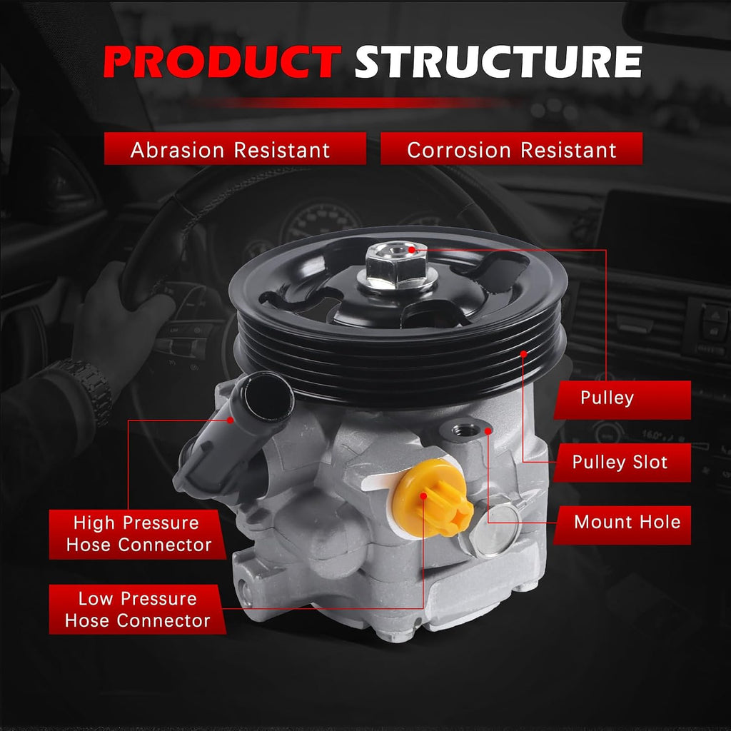 21-5196 Power Steering Pump Fit for 2008-2014 Impreza 2.5L, 2005-2009 Legacy 2.5L, 2005-2009 Outback 2.5L, Power Assist Pump Replace for 21-5196, 96-5196, 990-0766