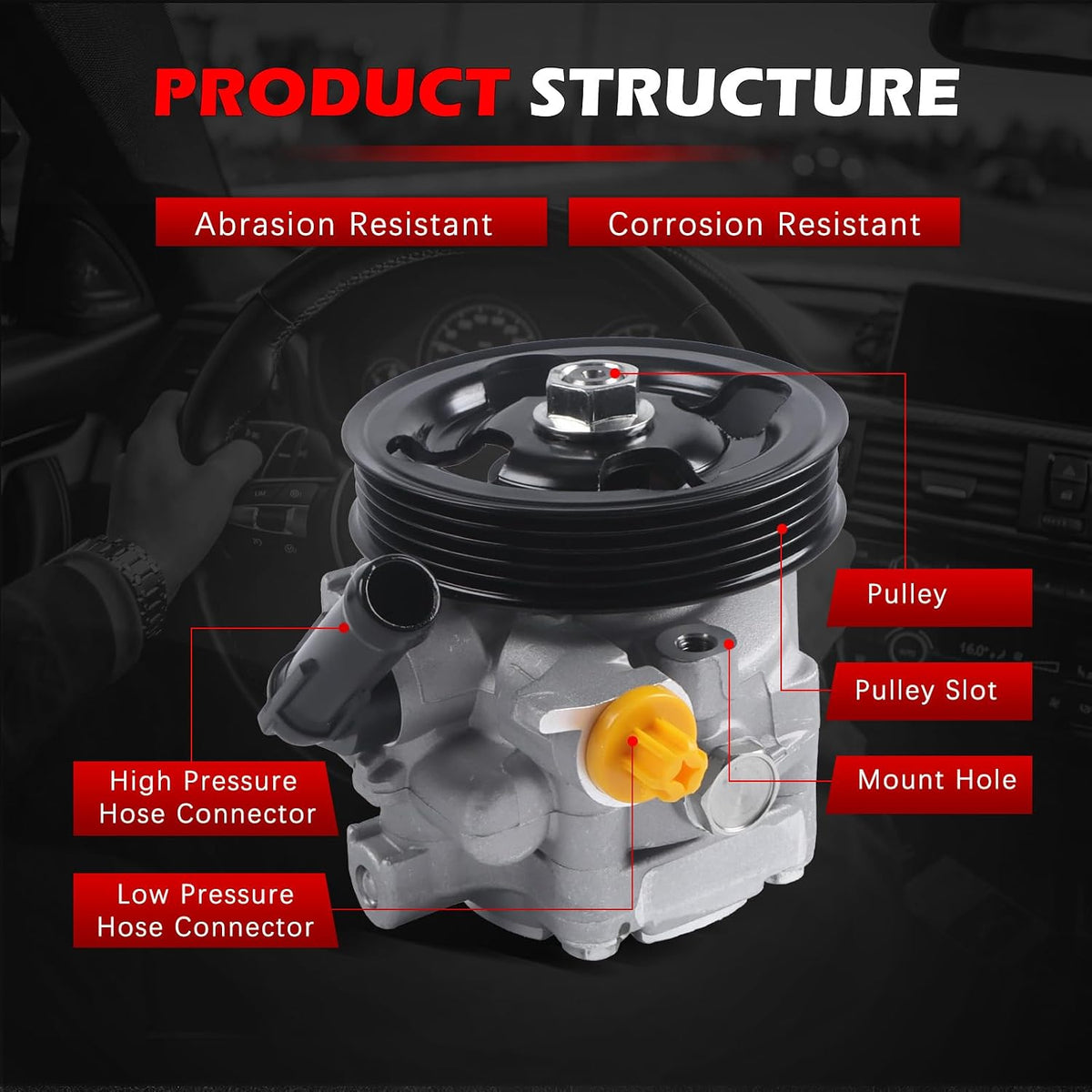 21-5196 Power Steering Pump Fit for 2008-2014 Impreza 2.5L, 2005-2009 Legacy 2.5L, 2005-2009 Outback 2.5L, Power Assist Pump Replace for 21-5196, 96-5196, 990-0766