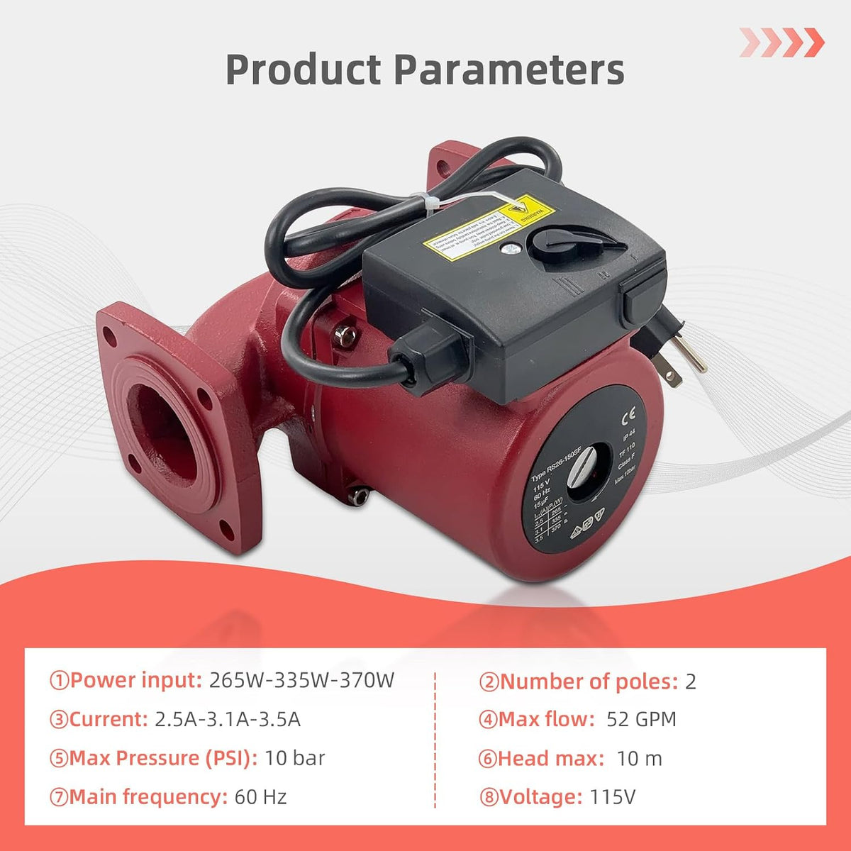 UPS26-150SF 1/2 HP Circulator Pump 115V Compatible with Grundfos 95906632
