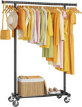 Clothes Rack, Clothing Rack for Hanging Clothes, Rolling Garment Rack Sturdy Coat Rack Portable Wardrobe Rack Metal