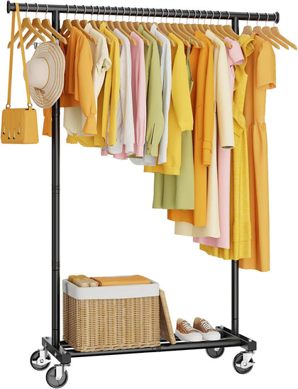 Clothes Rack, Clothing Rack for Hanging Clothes, Rolling Garment Rack Sturdy Coat Rack Portable Wardrobe Rack Metal