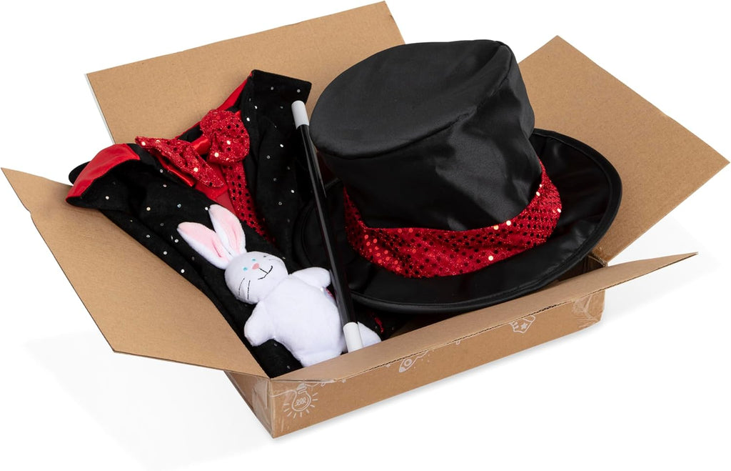 Melissa & Doug Magician Costume Role Play Set - Includes Hat, Cape, Wand, Magic Tricks