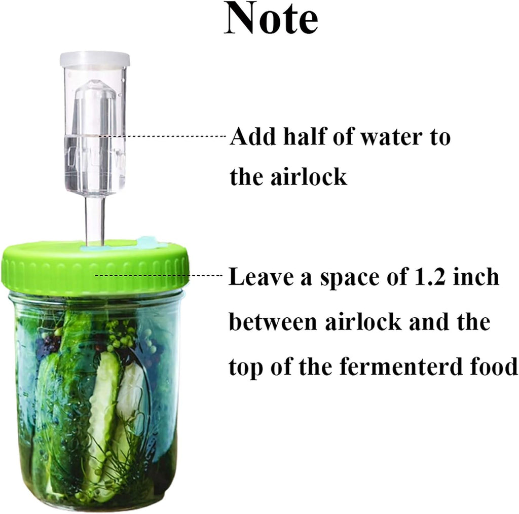 Fermentation Lids, Fermentation Kit for Wide Mouth Jars, 6 Set Plastic Fermenting Lids with 6 Airlocks, 6 Silicone
