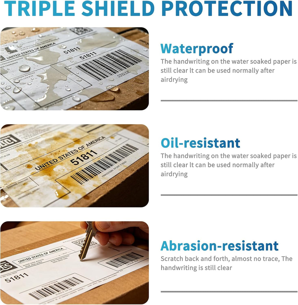 4 x 6 Thermal Labels - Pack of 100 Fanfold Labels for Direct Thermal Printer, White Perforated Shipping Label,100