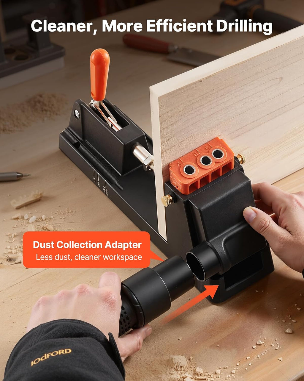 Pocket Hole Jig Kit, 1/2" to 1-1/2" Adjustable, Lightweight Jig Pocket Hole System with Dust Collection Adapter