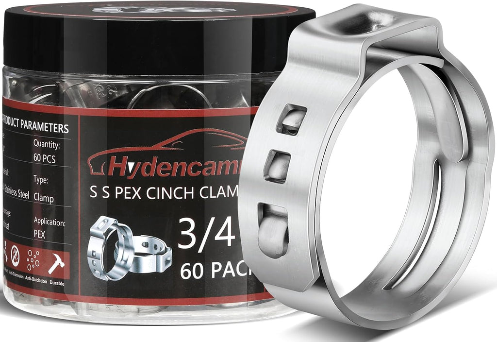 60 Pack 3/4 Inch PEX Crimp Rings, 304 Stainless Steel Pex Clamps